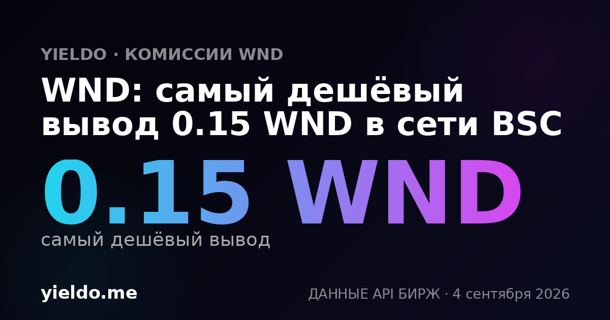 WND: самый дешёвый вывод 0.15 WND в сети BSC