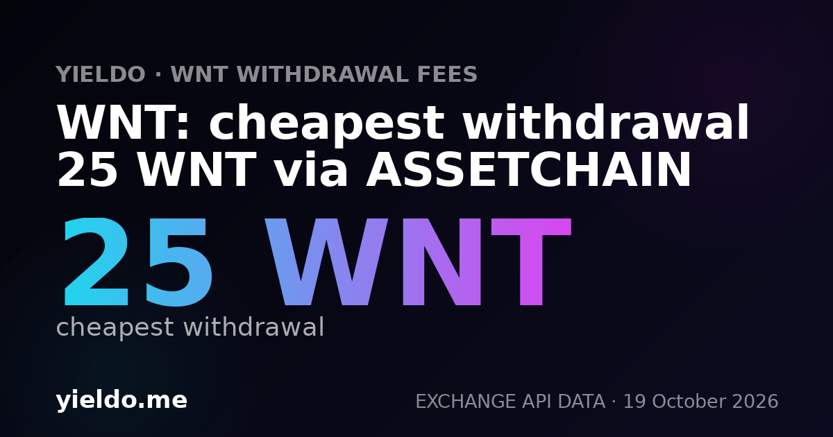 WNT: cheapest withdrawal 25 WNT via ASSETCHAIN