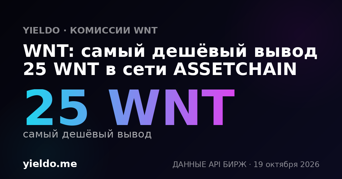 WNT: самый дешёвый вывод 25 WNT в сети ASSETCHAIN