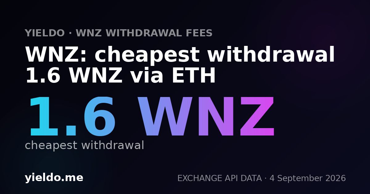 WNZ: cheapest withdrawal 1.6 WNZ via ETH