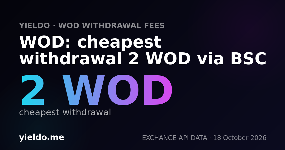 WOD: cheapest withdrawal 2 WOD via BSC