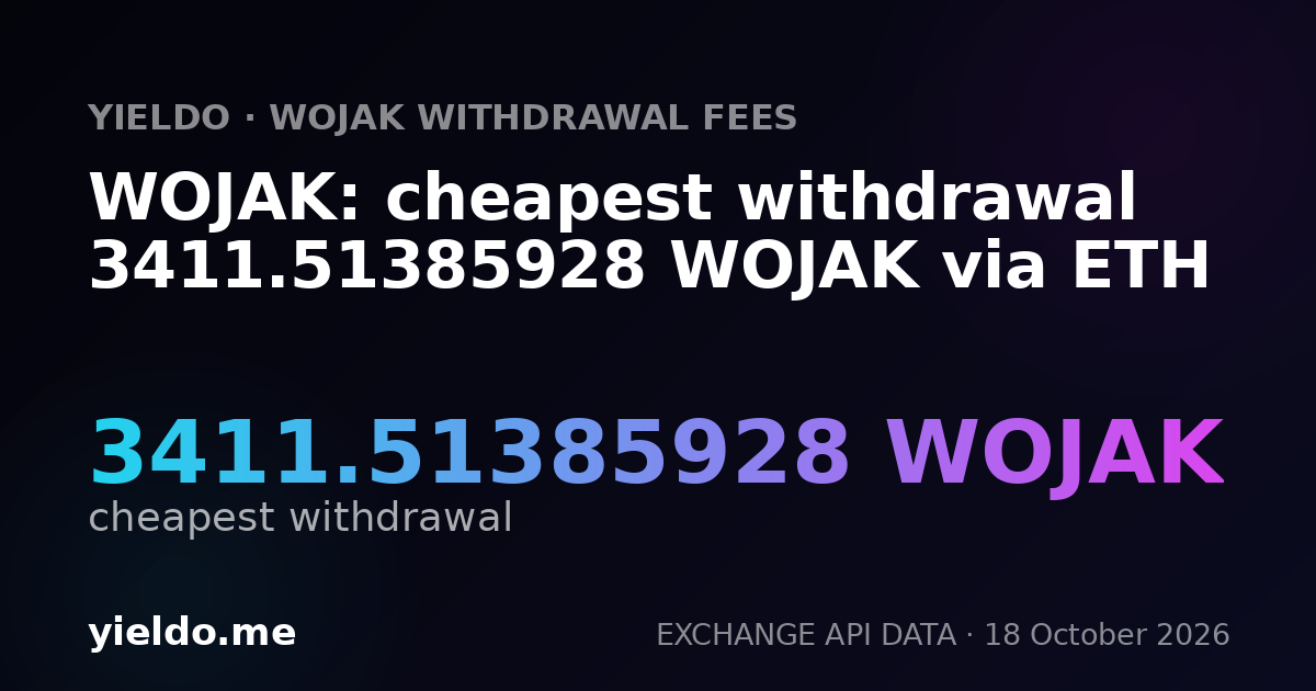 WOJAK: cheapest withdrawal 3411.51385928 WOJAK via ETH
