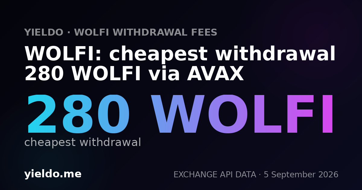 WOLFI: cheapest withdrawal 280 WOLFI via AVAX