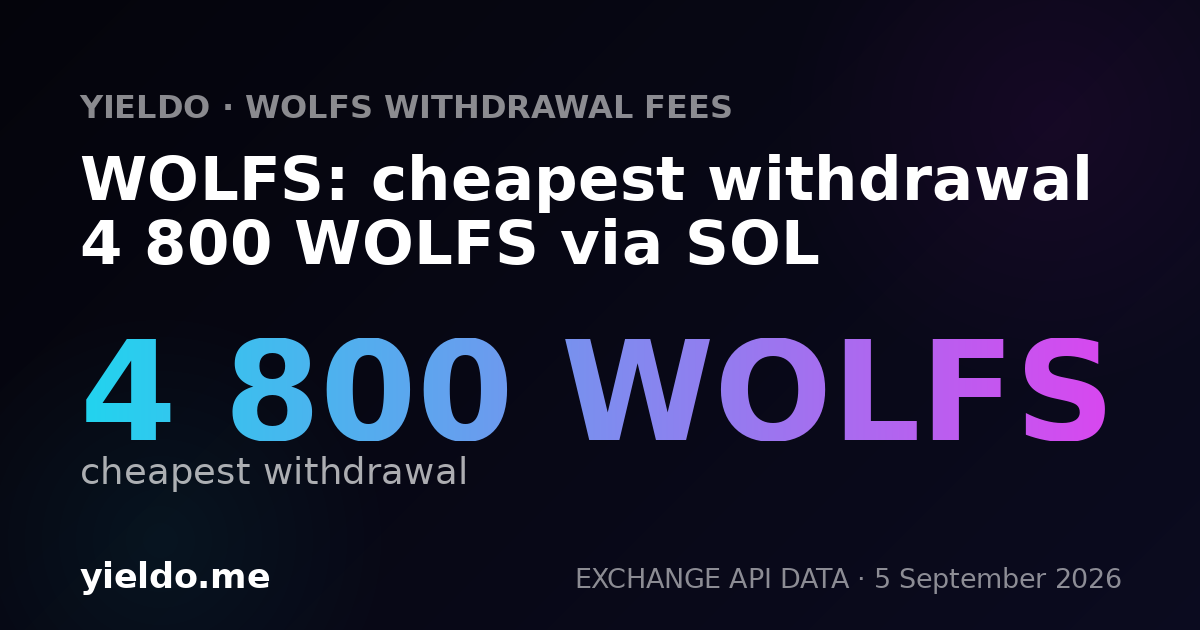 WOLFS: cheapest withdrawal 4 800 WOLFS via SOL