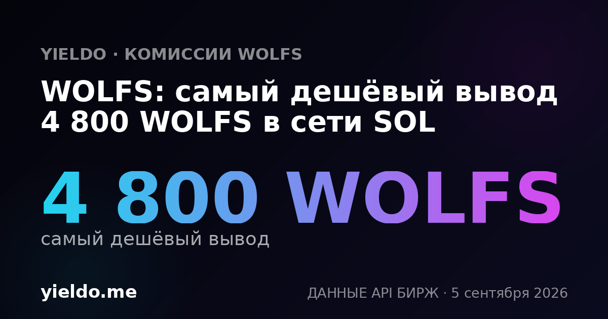WOLFS: самый дешёвый вывод 4 800 WOLFS в сети SOL