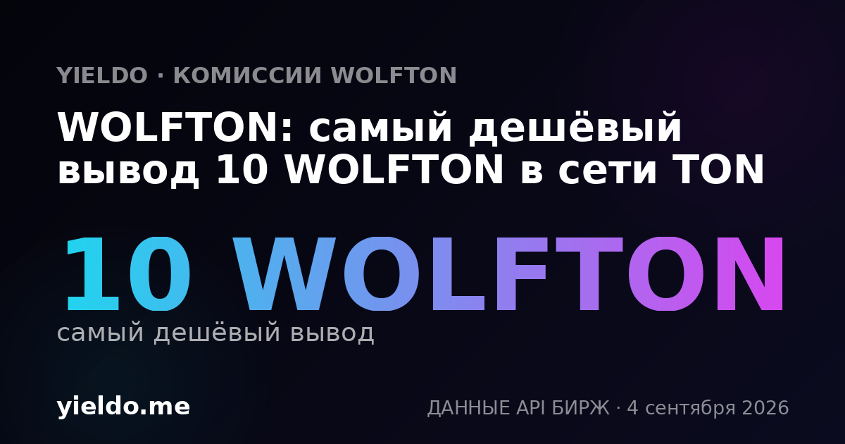 WOLFTON: самый дешёвый вывод 10 WOLFTON в сети TON