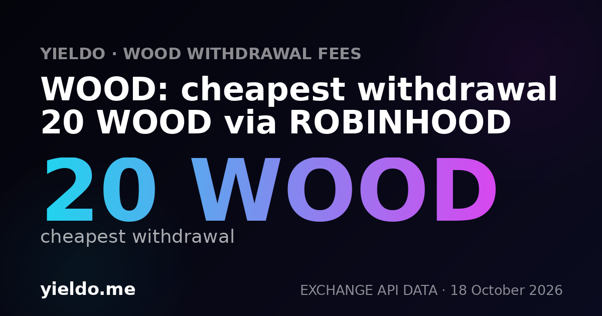 WOOD: cheapest withdrawal 20 WOOD via ROBINHOOD