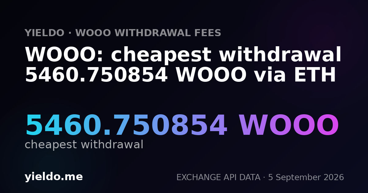 WOOO: cheapest withdrawal 5460.750854 WOOO via ETH