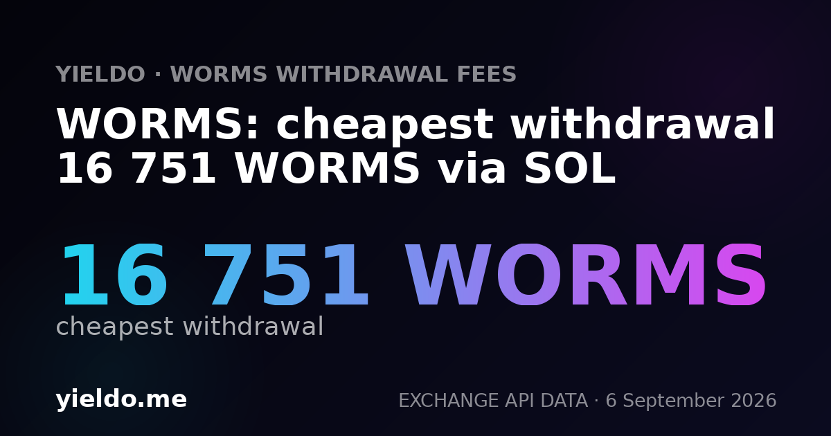 WORMS: cheapest withdrawal 16 751 WORMS via SOL