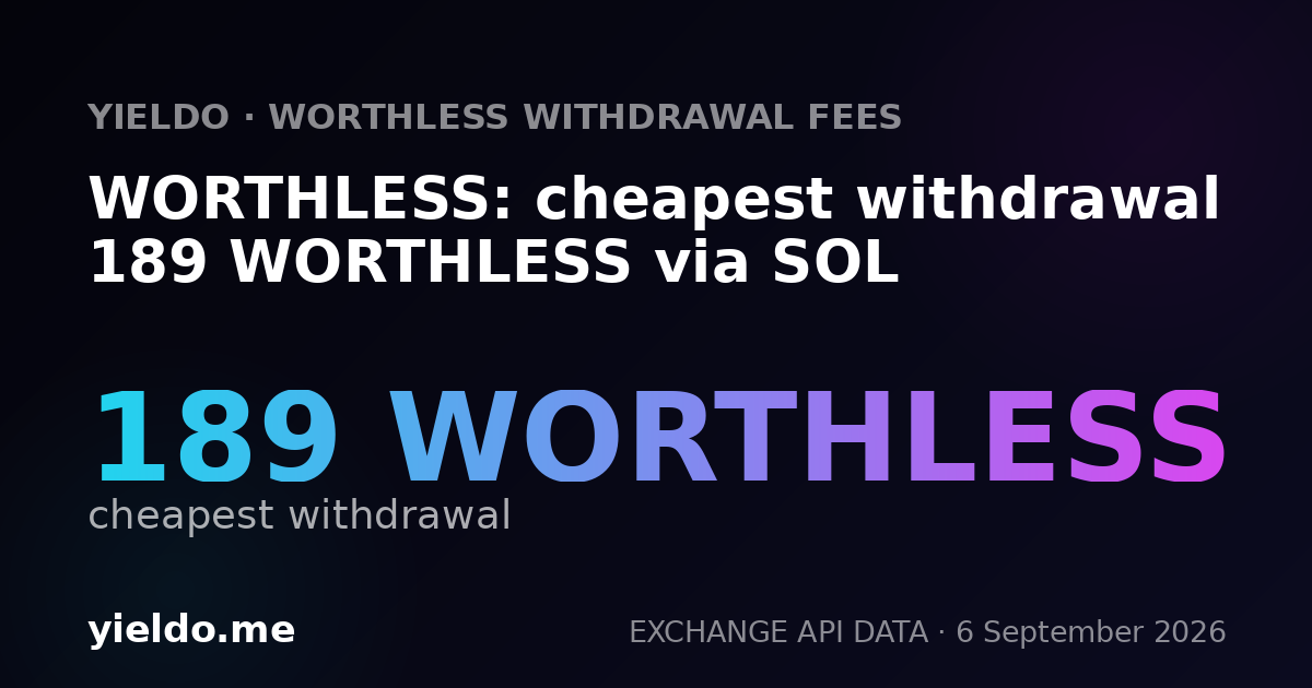 WORTHLESS: cheapest withdrawal 189 WORTHLESS via SOL
