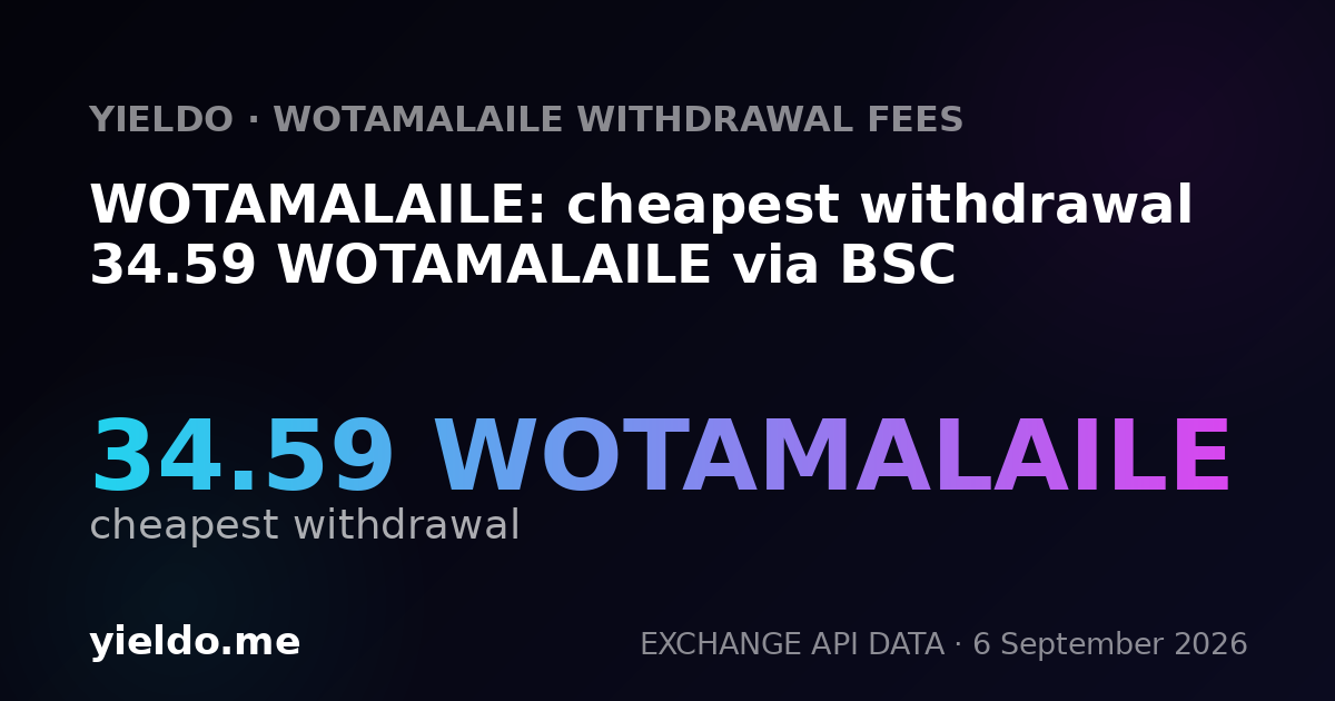 WOTAMALAILE: cheapest withdrawal 38.48 WOTAMALAILE via BSC