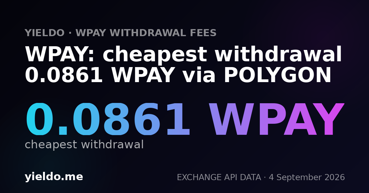 WPAY: cheapest withdrawal 0.0861 WPAY via POLYGON