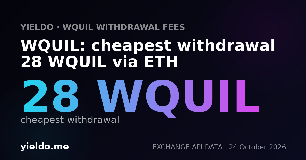 WQUIL: cheapest withdrawal 28 WQUIL via ETH