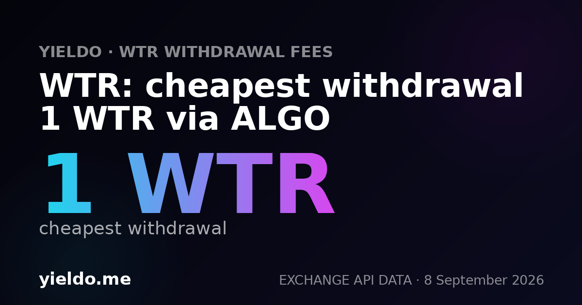 WTR: cheapest withdrawal 1 WTR via ALGO