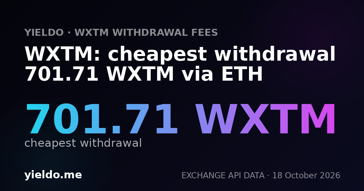 WXTM: cheapest withdrawal 701.71 WXTM via ETH
