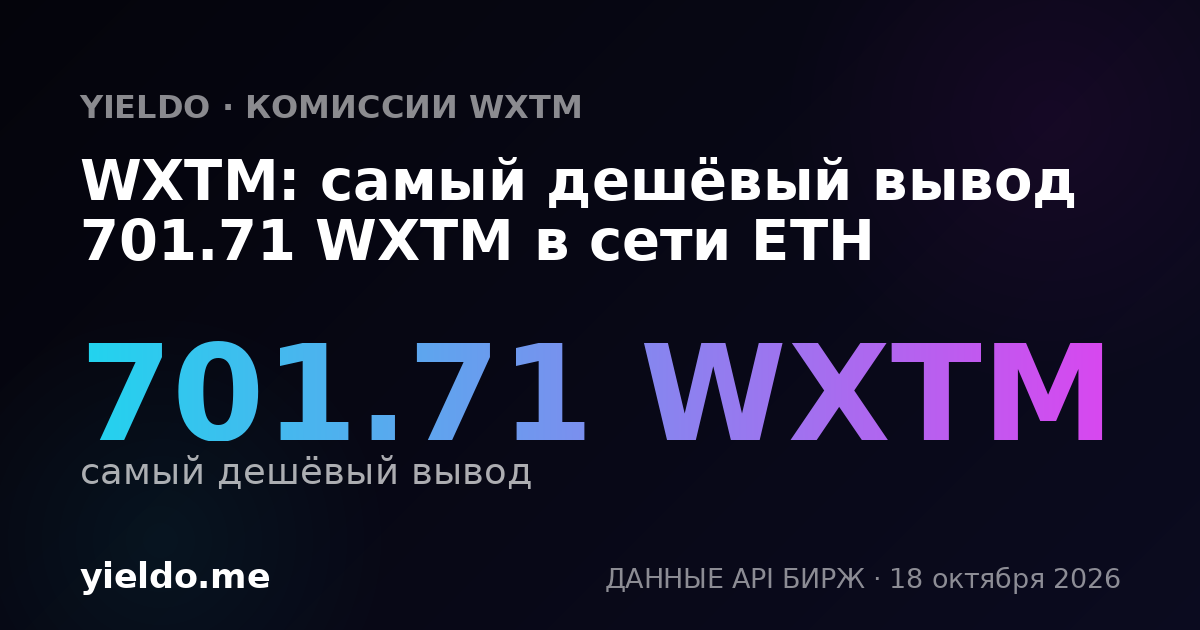 WXTM: самый дешёвый вывод 701.71 WXTM в сети ETH
