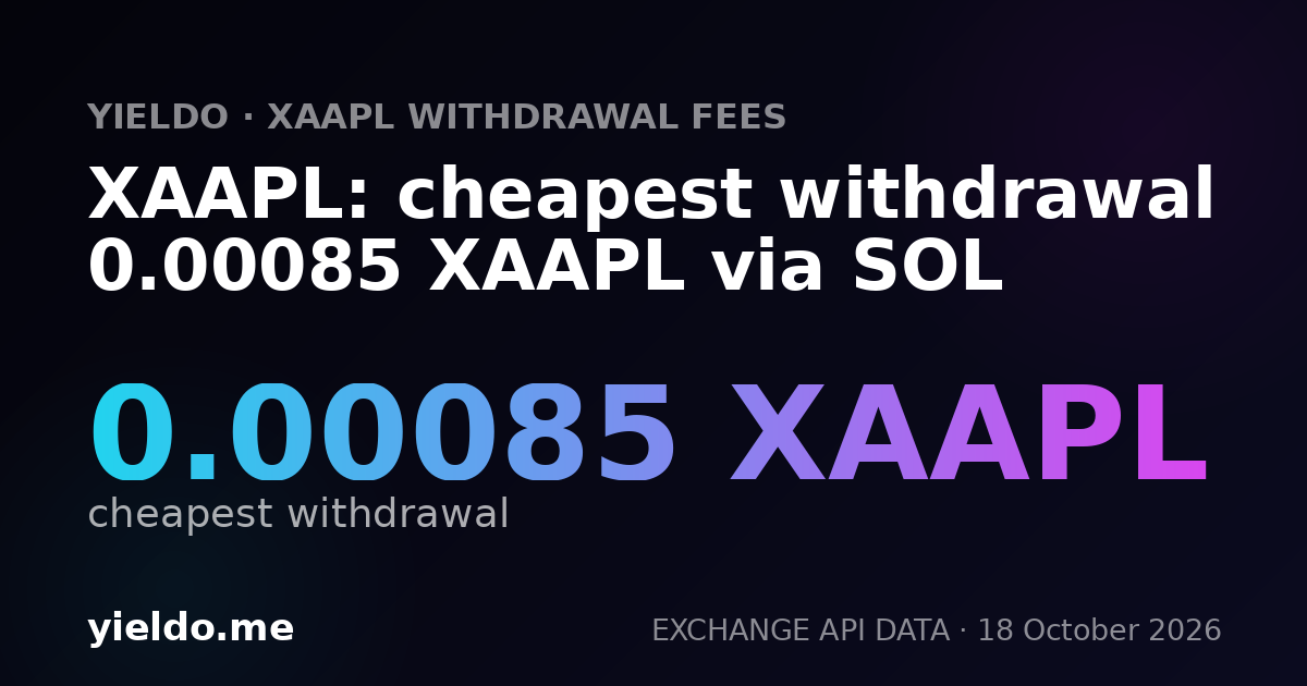 XAAPL: cheapest withdrawal 0.00085 XAAPL via SOL