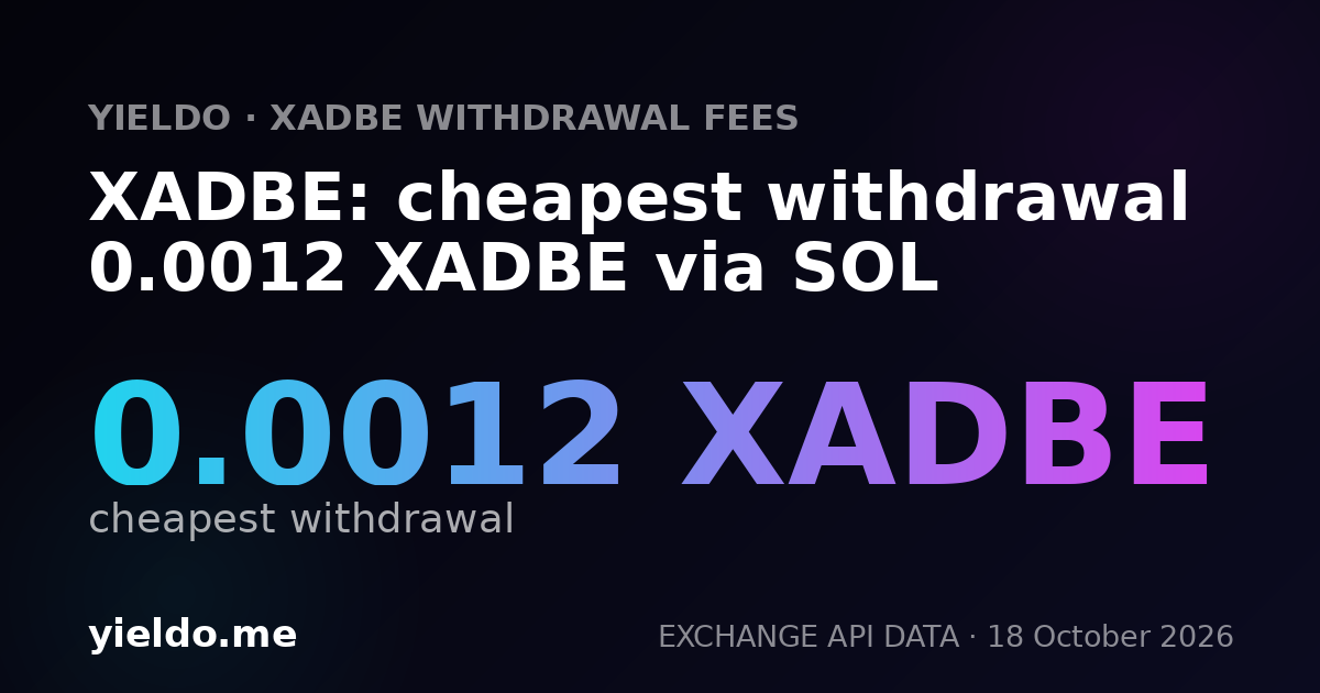 XADBE: cheapest withdrawal 0.0012 XADBE via SOL
