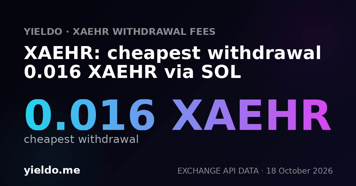 XAEHR: cheapest withdrawal 0.016 XAEHR via SOL