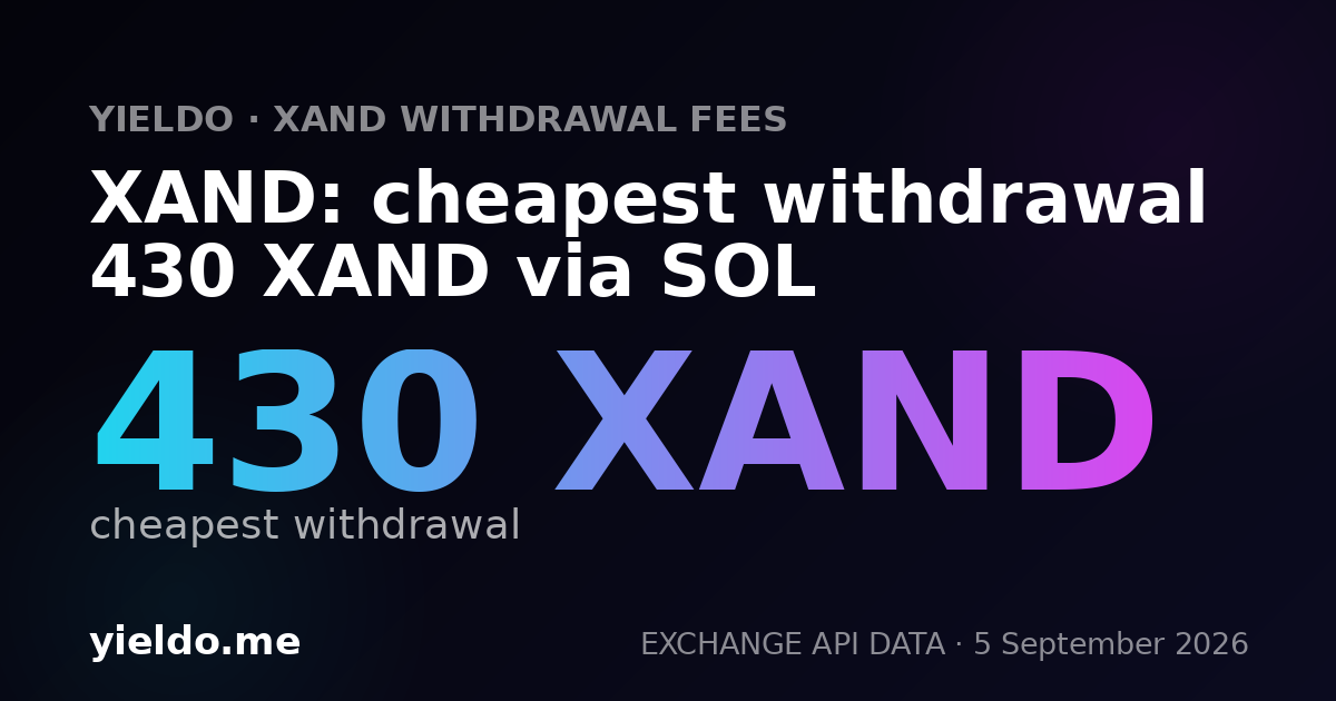 XAND: cheapest withdrawal 430 XAND via SOL