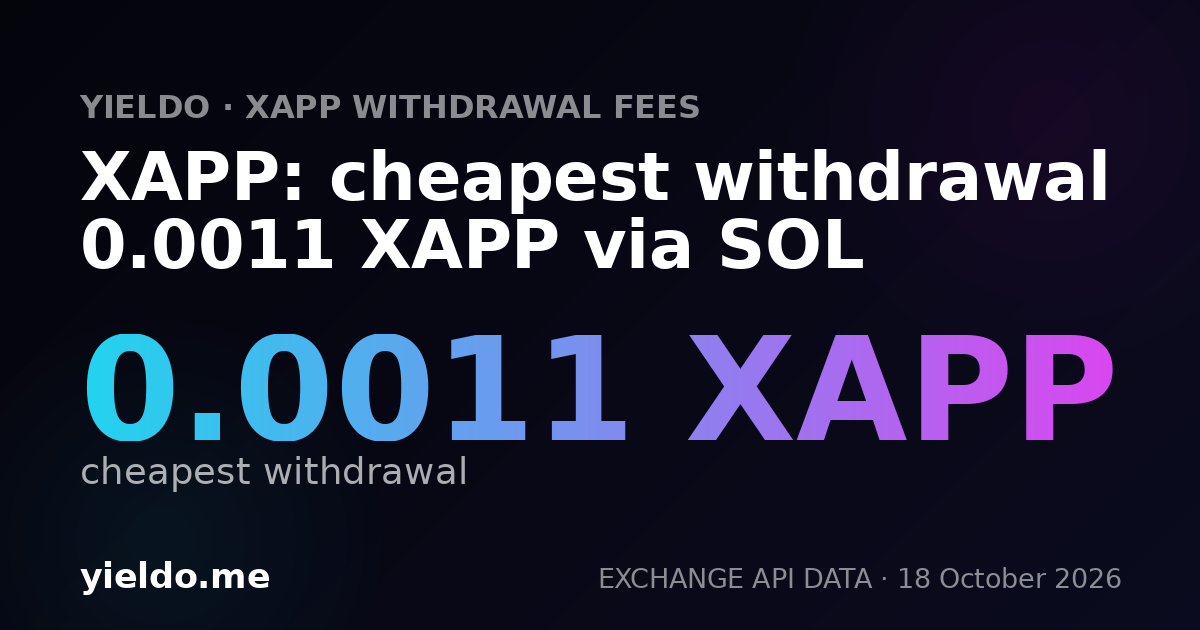 XAPP: cheapest withdrawal 0.0011 XAPP via SOL