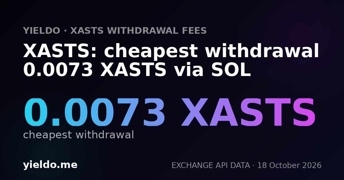 XASTS: cheapest withdrawal 0.0073 XASTS via SOL