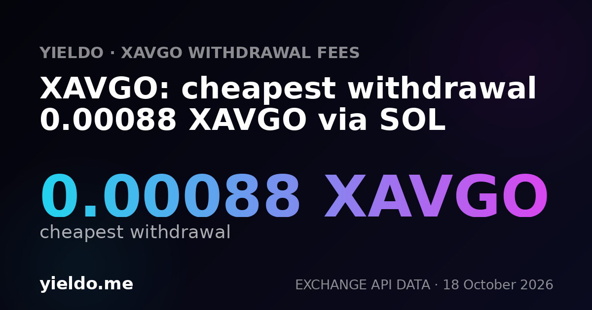 XAVGO: cheapest withdrawal 0.00089 XAVGO via SOL