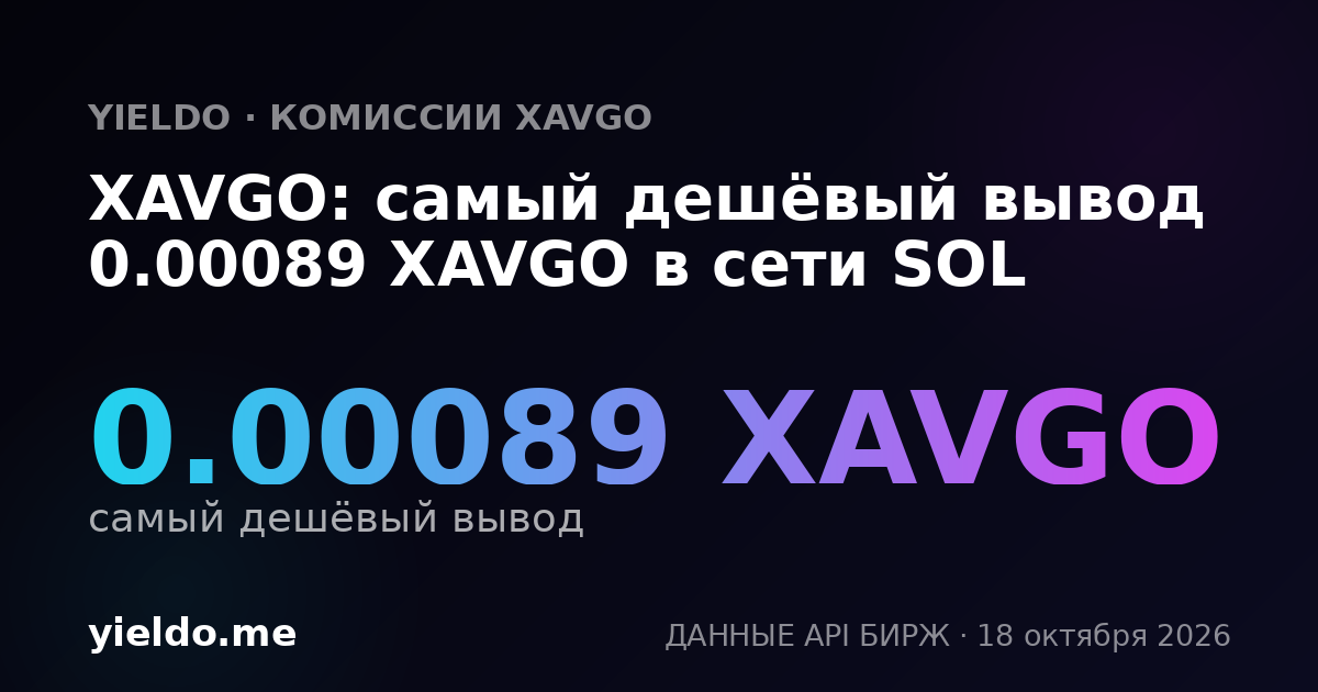 XAVGO: самый дешёвый вывод 0.00089 XAVGO в сети SOL