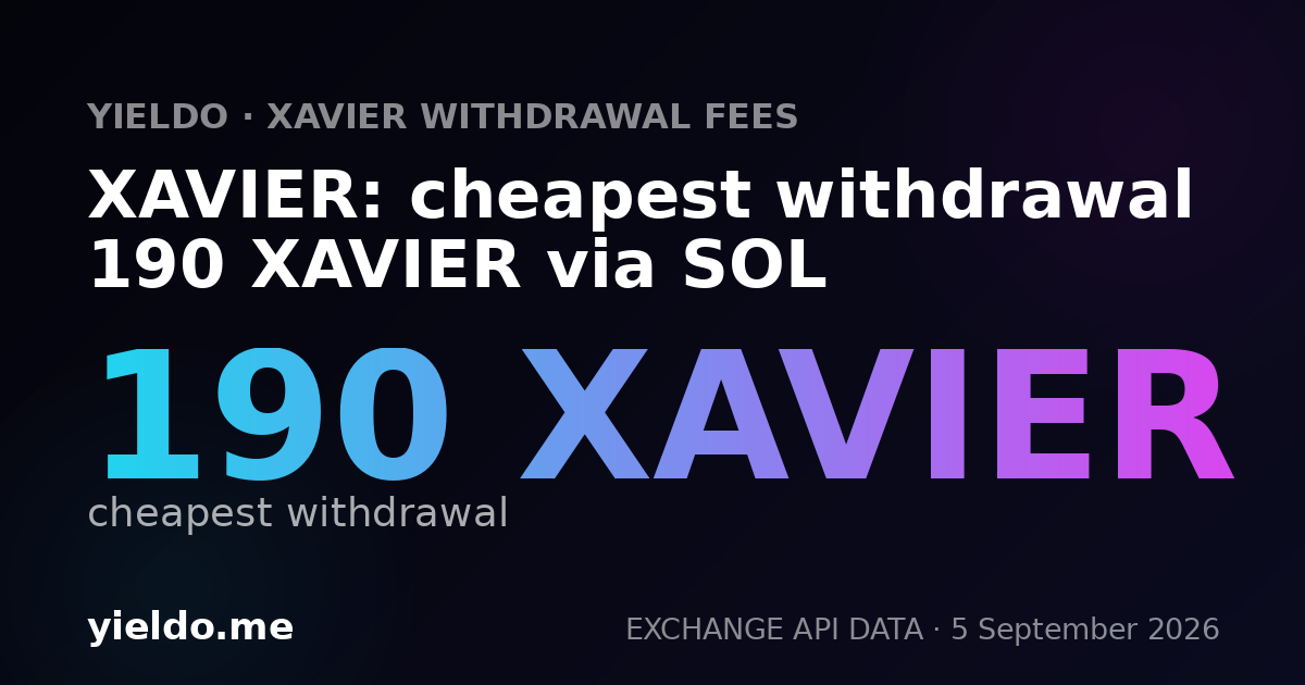 XAVIER: cheapest withdrawal 190 XAVIER via SOL