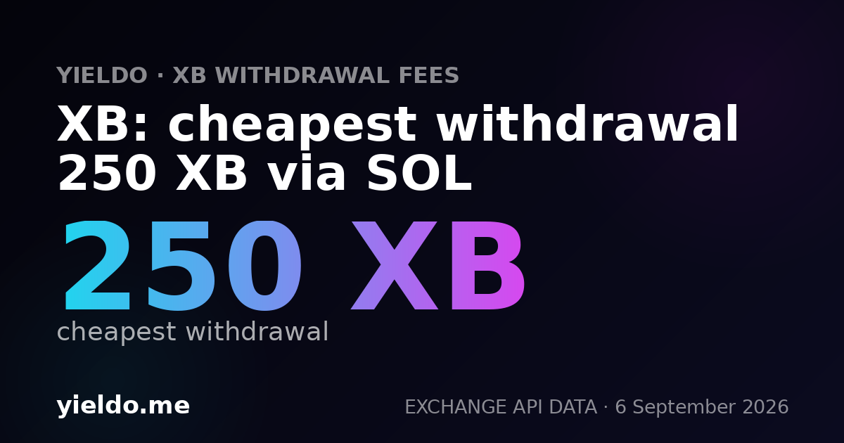 XB: cheapest withdrawal 250 XB via SOL