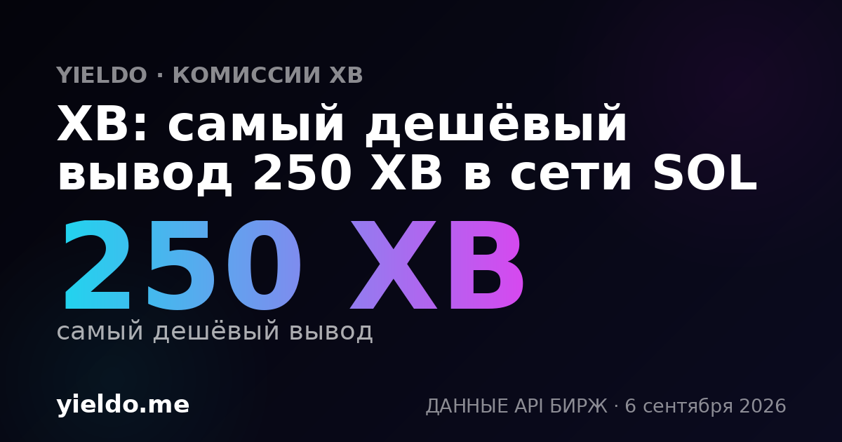 XB: самый дешёвый вывод 250 XB в сети SOL