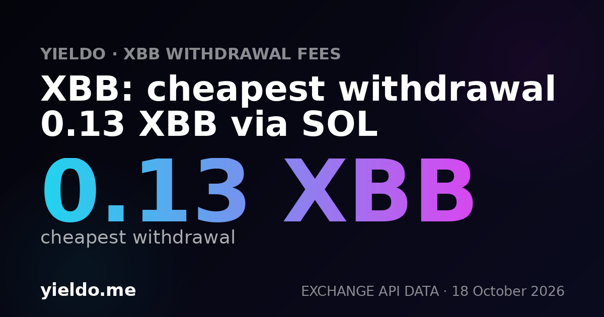 XBB: cheapest withdrawal 0.13 XBB via SOL