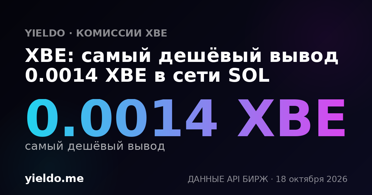 XBE: самый дешёвый вывод 0.0014 XBE в сети SOL
