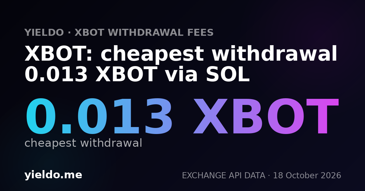 XBOT: cheapest withdrawal 0.013 XBOT via SOL