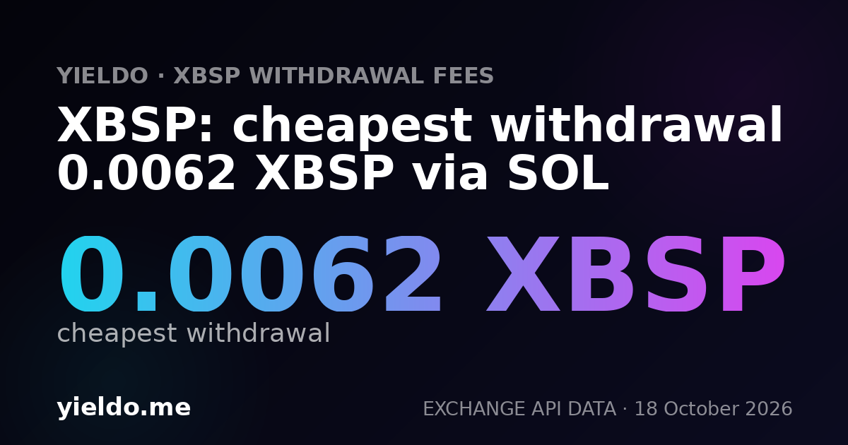 XBSP: cheapest withdrawal 0.0061 XBSP via SOL