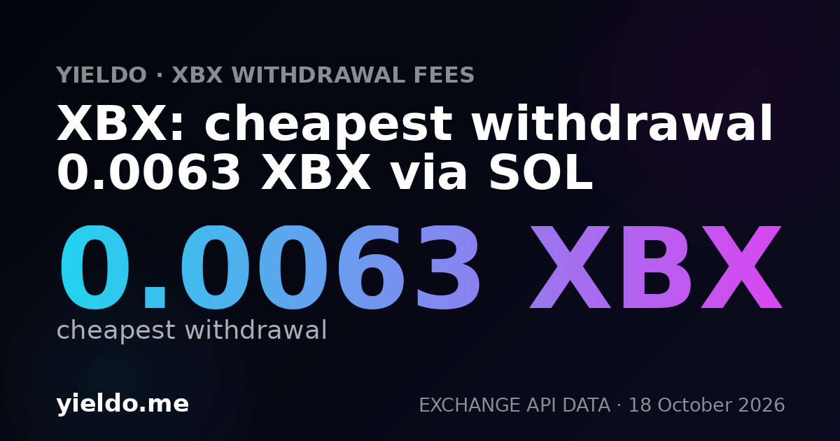 XBX: cheapest withdrawal 0.0063 XBX via SOL