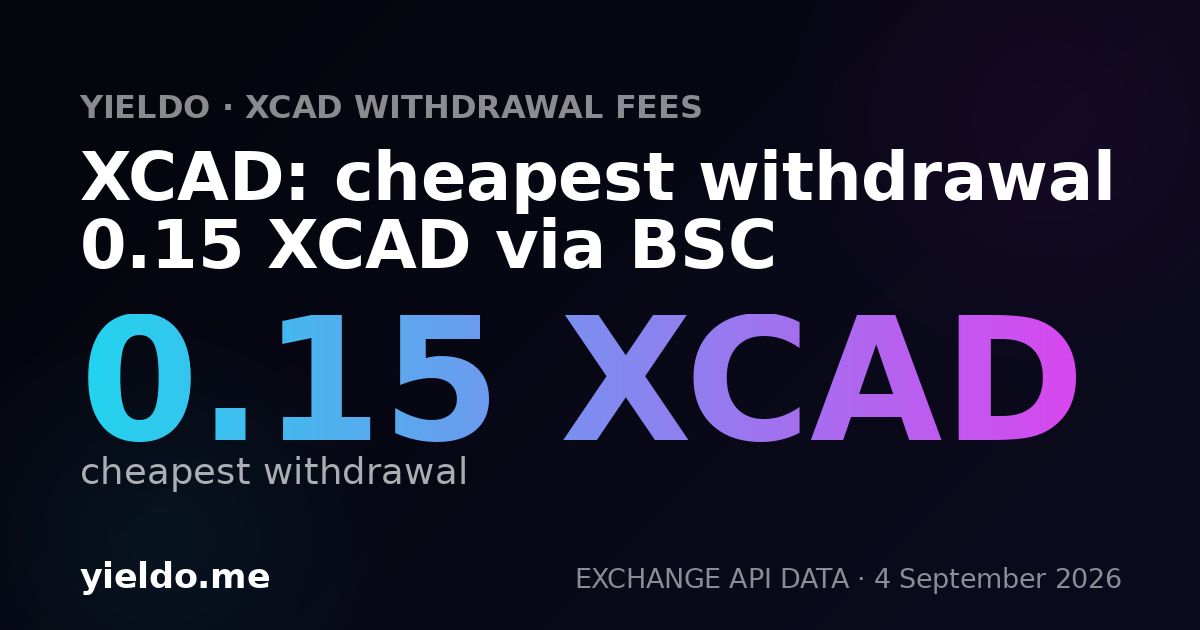 XCAD: cheapest withdrawal 0.15 XCAD via BSC