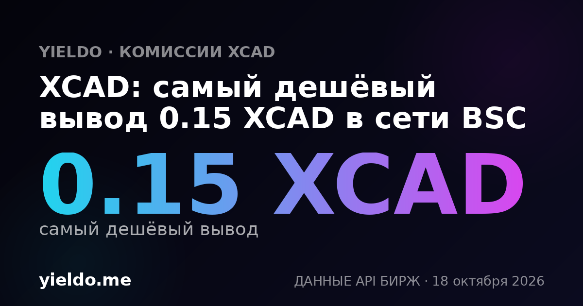 XCAD: самый дешёвый вывод 0.15 XCAD в сети BSC