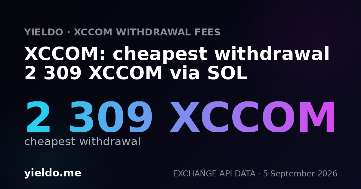 XCCOM: cheapest withdrawal 2 309 XCCOM via SOL