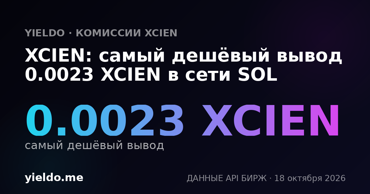 XCIEN: самый дешёвый вывод 0.0023 XCIEN в сети SOL