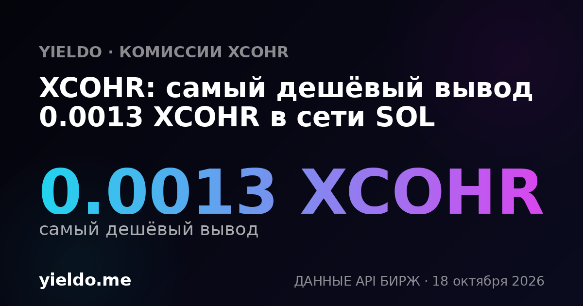 XCOHR: самый дешёвый вывод 0.0013 XCOHR в сети SOL