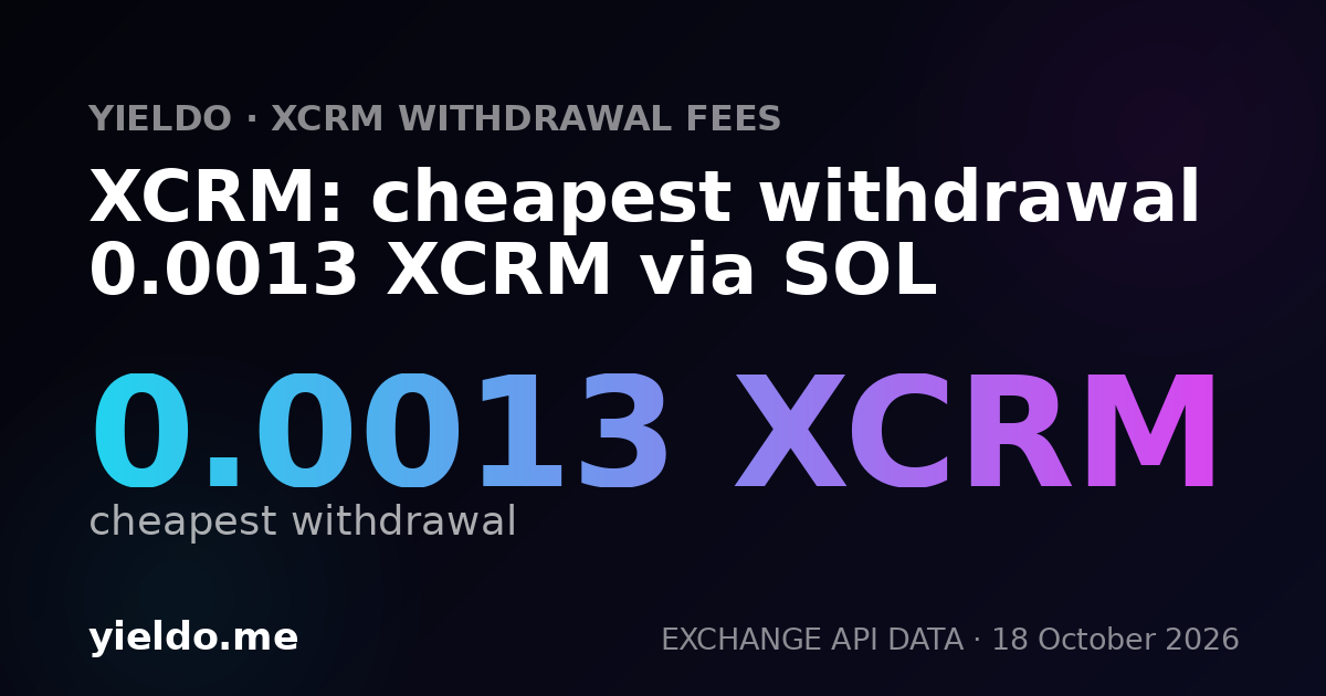 XCRM: cheapest withdrawal 0.0013 XCRM via SOL