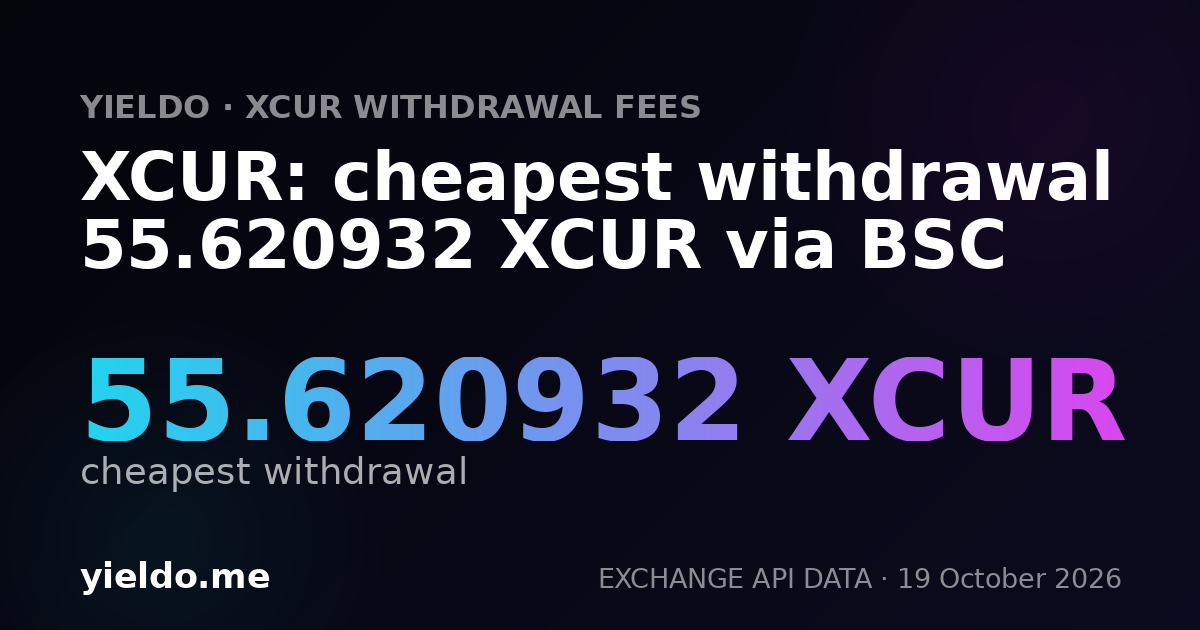 XCUR: cheapest withdrawal 55.620932 XCUR via BSC