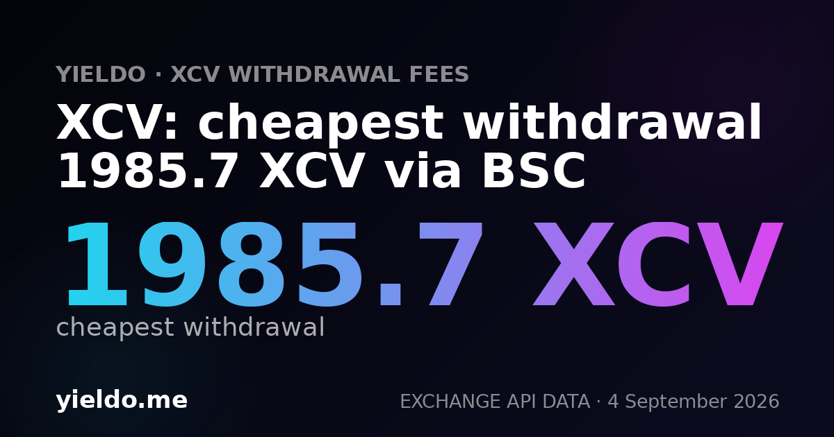 XCV: cheapest withdrawal 1985.7 XCV via BSC