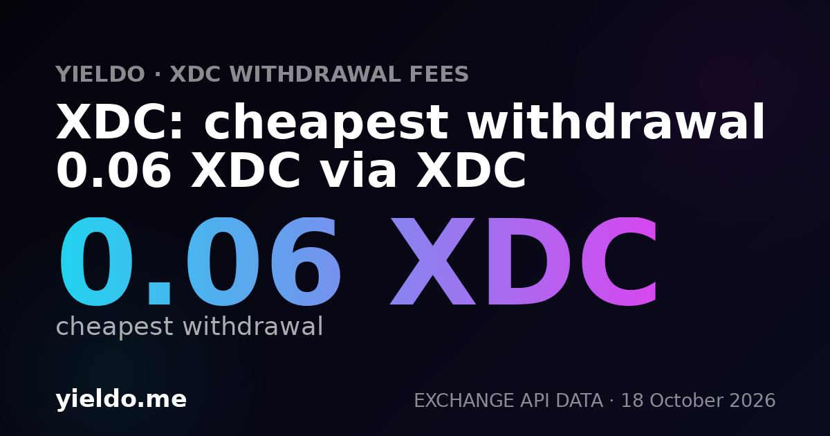XDC: cheapest withdrawal 0.06 XDC via XDC