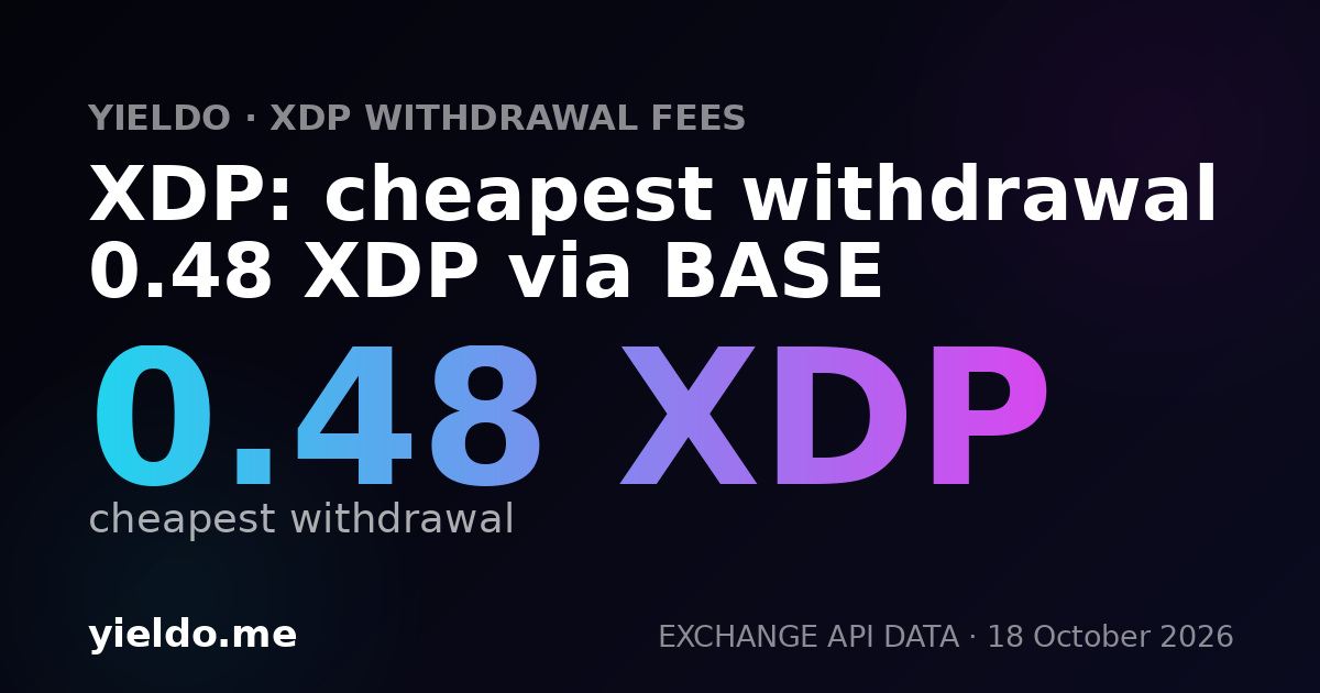 XDP: cheapest withdrawal 0.32 XDP via BASE