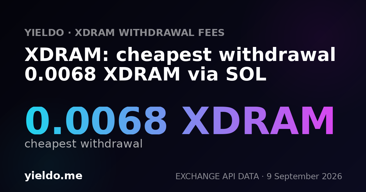 XDRAM: cheapest withdrawal 0.0068 XDRAM via SOL