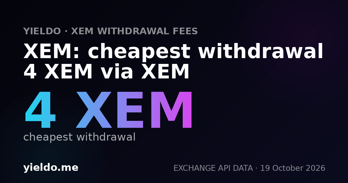 XEM: cheapest withdrawal 4 XEM via XEM