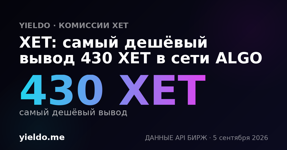 XET: самый дешёвый вывод 430 XET в сети ALGO
