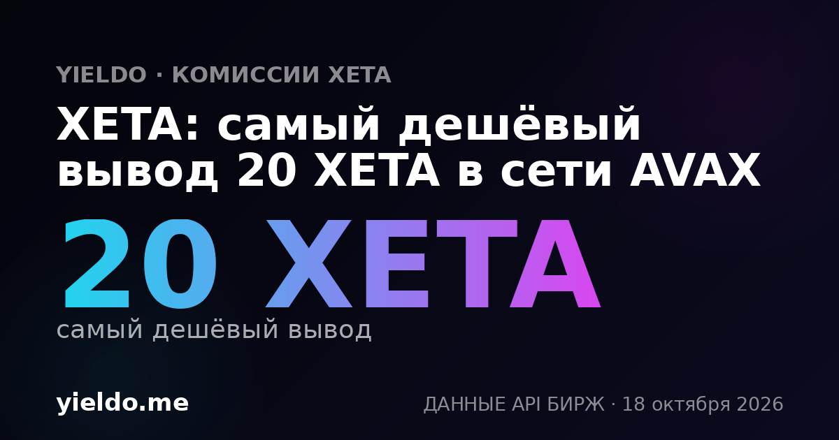 XETA: самый дешёвый вывод 20 XETA в сети AVAX